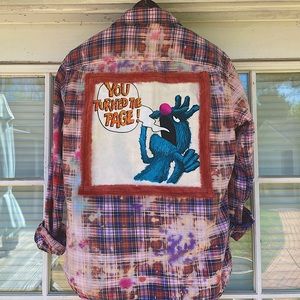 GAP Upcycled bleached tie-dyed flannel size small